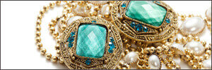 Antique aqua gemstone with pearl and gold necklace